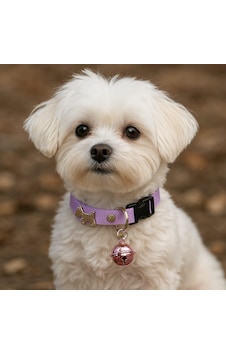 Mıt Köpek Figürlü Zilli Boyun Tasması Mor Mor