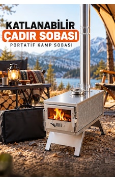 Ziraisepet Katlanabilir Çantalı Çadır Sobası - Portatif Kamp Sobası