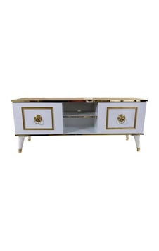 Evimeaksesuar 140 Cm Cnc Kesim Eko Tv Sehpası & Ünitesi-Beyaza Gold Evimeaksesuar 140 Cm Cnc Kesim Eko Tv Sehpası & Ünitesi-Beyaza Gold