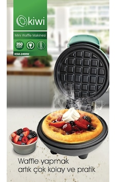 Kiwi KSM-2400W Yapışmaz Plakalı Mini Waffle Makinesi Kiwi KSM-2400W Yapışmaz Plakalı Mini Waffle Makinesi