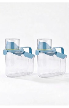 Bakliyat Ve Deterjan 2'li Set Saklama Kabı - 1100 Ml - Mavi Şeffaf