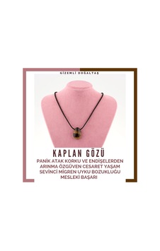 Gizemli Doğal Taş Kaplan Gözü Kolye Ucu Panik Atak Özgüven Cesaret Kolye Beyaz