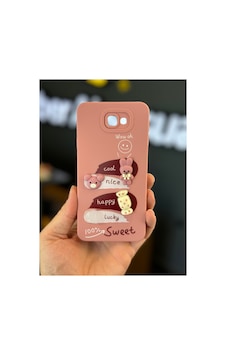 Fibaks Galaxy J7 Prime Uyumlu Kılıf Tasarımlı Desenli Kamera Korumalı Tavşan Pembe Yumuşak Silikon Kapak