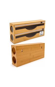 2ın1 Ahşap Bambu Streçlik - Folyoluk - Havluluk Kesici Bıçak Kanallı Bx40 Çok Renkli 2ın1 Ahşap Bambu Streçlik - Folyoluk - Havluluk Kesici Bıçak Kanallı Bx40 Çok Renkli