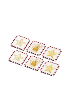 The Mia Globe Bardak Altlığı 6 lı Set NEW052 Beyaz - Kırmızı The Mia Globe Bardak Altlığı 6 lı Set NEW052 Beyaz - Kırmızı