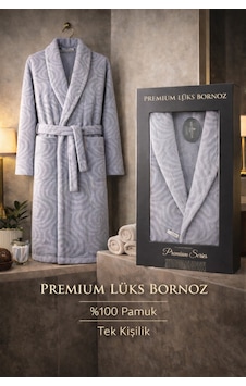 %100 Pamuktan Üretim Premium Lüks Bornoz Özel Çantalı Gri %100 Pamuktan Üretim Premium Lüks Bornoz Özel Çantalı Gri