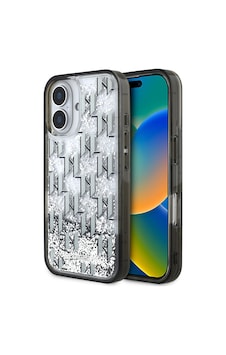 Apple Uyumlu iPhone 16 Kılıf Karl Lagerfeld Lisanslı Simli Kl Yazılı Monogram Gradient Kapak Siyah Apple Uyumlu iPhone 16 Kılıf Karl Lagerfeld Lisanslı Simli Kl Yazılı Monogram Gradient Kapak Siyah