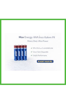 Vaveni Max Energy Aaa İnce Kalem Pil 1.5v R03 Heavy Duty Ultra Power 4 Lü 1 Paket Arz