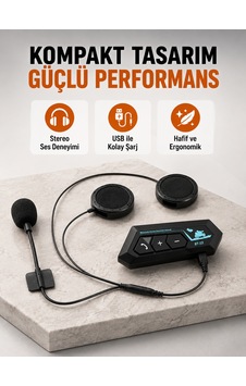 Bt22 Kablosuz Kask Kulaklığı Bluetooth 5.0, Intercom, Su Geçirmez Ve Uzun Ömürlü Batarya Yeni Nesil 24310653 Bt22 Kablosuz Kask Kulaklığı Bluetooth 5.0, Intercom, Su Geçirmez Ve Uzun Ömürlü Batarya Yeni Nesil 24310653