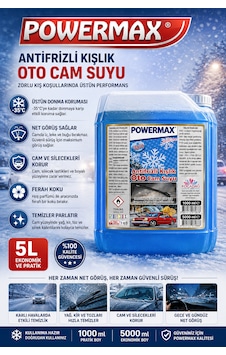 Powermax Antifrizli Kışlık Cam Suyu 5l Soğuk Havalarda Etkili Cam Temizliği