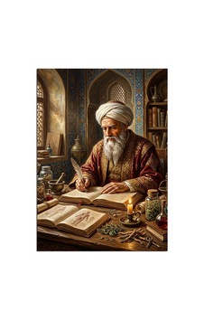 Kitap Yazarken Sarıklı Yaşlı Alim Dekoratif Kanvas - Mdf Ahşap Tablo Çok Renkli Kitap Yazarken Sarıklı Yaşlı Alim Dekoratif Kanvas - Mdf Ahşap Tablo Çok Renkli