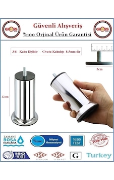 Koltuk, Yatak, Mobilya, Baza Ayağı 12cm - 3/8 Kalın Diş - 2 Adet Krom Koltuk, Yatak, Mobilya, Baza Ayağı 12cm - 3/8 Kalın Diş - 2 Adet Krom