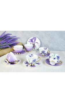 Paçi Orchid Çiçekli Yaldızlı 6 Kişilik Kahve Takımı Mor Paçi Orchid Çiçekli Yaldızlı 6 Kişilik Kahve Takımı Mor