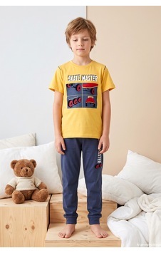 Remsa Erkek Çocuk Kısa Kol Penye Pijama Takımı 4269 Sarı Remsa Erkek Çocuk Kısa Kol Penye Pijama Takımı 4269 Sarı