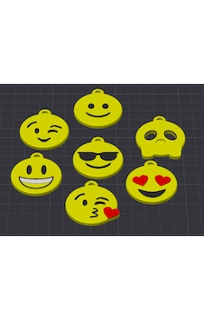 Emoji Anahtarlık 3d Baskı Eğlenceli İfade Serisi Çok Renkli