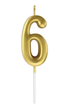 6 Yaş Gold Rakam Mum Altın Renk Doğum Günü Pasta Mumu Sarı Renkli 6 Yaş Gold Rakam Mum Altın Renk Doğum Günü Pasta Mumu Sarı Renkli
