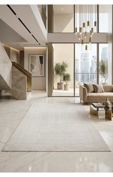 Luxury Diamond Modern Rönesans Viskon Halı Da02 Krem