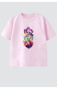Monila Kız Çocuk Pamuklu Bisiklet Yaka Huntrix Baskılı T-shirt Pembe Monila Kız Çocuk Pamuklu Bisiklet Yaka Huntrix Baskılı T-shirt Pembe