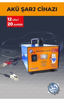 Atlas Akü Şarj Cihazı 12 Volt 20 Amper 5 Yıl Garanti Atlas Akü Şarj Cihazı 12 Volt 20 Amper 5 Yıl Garanti