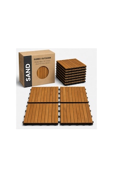 Sand 50x50 Akasya Ahşap Deck Yer Döşemesi - Islak Zemin Uyumlu Geçmeli Bahçe Balkon Teras Duş Karosu