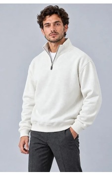 Butik İstanbul Erkek Üç İplik İçi Şardonlu Dik Yaka Yarım Fermuarlı Kışlık Sweatshirt - Beyaz Butik İstanbul Erkek Üç İplik İçi Şardonlu Dik Yaka Yarım Fermuarlı Kışlık Sweatshirt - Beyaz