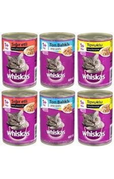 Whiskas 3 Çeşit Karışık Yetişkin Konserve Kedi Maması 6 x 400 G Whiskas 3 Çeşit Karışık Yetişkin Konserve Kedi Maması 6 x 400 G