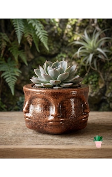 Tedisanat Otantik Terracotta Yüz Figürlü Dekoratif Saksı Tedisanat Otantik Terracotta Yüz Figürlü Dekoratif Saksı