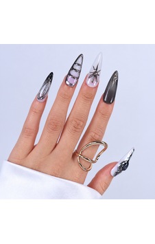 Gri Nail Art Extra Uzun 10'lu Tekrar Kullanılabilir El Yapımı Protez Takma Tırnak Keee1669 S Gri Nail Art Extra Uzun 10'lu Tekrar Kullanılabilir El Yapımı Protez Takma Tırnak Keee1669 S