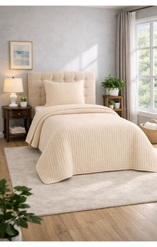 Muk's Modern Line Premium 2 Parça Battaniye Seti Özel Çantalı 150x220 Cm Yastık Kılıfı 50x70 Cm 1 Adet Ekru Muk's Modern Line Premium 2 Parça Battaniye Seti Özel Çantalı 150x220 Cm Yastık Kılıfı 50x70 Cm 1 Adet Ekru