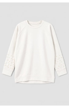 Markapia Kadın Oversize Taş Detaylı Geniş Kalıp Sweatshirt Beyaz Markapia Kadın Oversize Taş Detaylı Geniş Kalıp Sweatshirt Beyaz