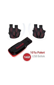 SanDisk Cruzer Blade SDCZ50-016G-B35 16 GB USB 2.0 Flash Bellek 10'lu SanDisk Cruzer Blade SDCZ50-016G-B35 16 GB USB 2.0 Flash Bellek 10'lu