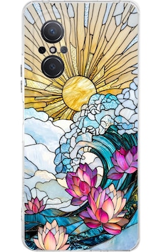 Printify Huawei Nova 9 Se İle Uyumlu Vitray Okyanus Sabahı Tasarımlı Şeffaf Silikon Kılıf Şeffaf