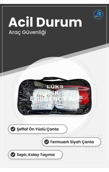 Trafik Acil Durum İlk Yardım Seti Kare Lüks Şeffaf Çantalı Araç G Trafik Acil Durum İlk Yardım Seti Kare Lüks Şeffaf Çantalı Araç G