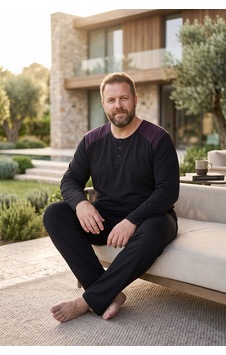 Seboteks İnterlok Kumaş Yakası Düğmeli Uzun Kollu Büyük Beden Erkek Pijama Takımı 8587 Siyah Seboteks İnterlok Kumaş Yakası Düğmeli Uzun Kollu Büyük Beden Erkek Pijama Takımı 8587 Siyah
