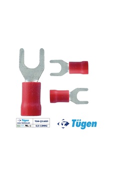 Tügen 0,5-1,5mm2 M6 Çatal Kablo Ucu 1 Kutu 200 Adet Tügen 0,5-1,5mm2 M6 Çatal Kablo Ucu 1 Kutu 200 Adet