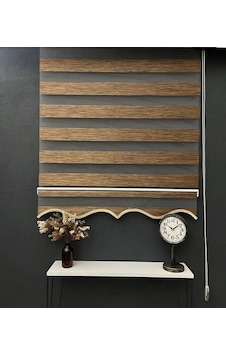 Kahve Bambu Zebra Stor Perde Etek Dilimli Kahve Bambu Zebra Stor Perde Etek Dilimli