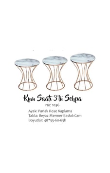 Brc Kumsaat Zigon1010 Beyaz Mermer Temper Cam Metal Çelik Rose Renk Kaplam Kutu Sevk El Yapım