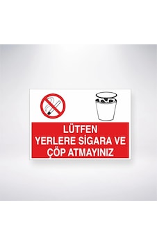 Lütfen Yerlere Sigara Ve Çöp Atmayınız Sticker 20x28 Cm Lütfen Yerlere Sigara Ve Çöp Atmayınız Sticker 20x28 Cm