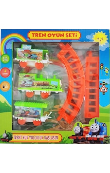 Pilli Tren Seti Raylı Vagonlu Oyuncak Thomas Lokomotif Tren Yeşil