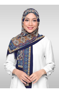 İpekal Likralı Vual Etnik Desenli Şal - 04970 - 70 X 180 / Lacivert Lacivert