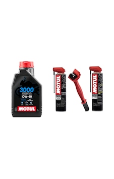 Motul 3000 10W-40 4T Motor Yağı 1 L + Motul C1 + Motul C4 + Zincir Temizleme Fırçası
