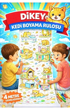Dev Kedi Boyama Rulosu 4 Metre Dikey Boyama Kağıdı Dev Kedi Boyama Rulosu 4 Metre Dikey Boyama Kağıdı