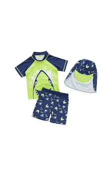 Upf50+ Güneş Korumalı Şort T-shirt Şapka Mayo Set Neon Yeşil Laci Shark Yeşil Upf50+ Güneş Korumalı Şort T-shirt Şapka Mayo Set Neon Yeşil Laci Shark Yeşil