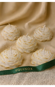 Equinox Gold Detaylı Şakayık Çiçeği Mum - Hediyelik - 5 Adet Beyaz