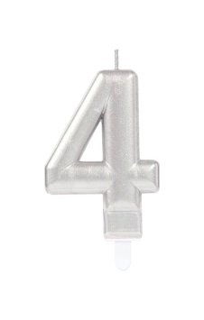 4 Rakam Mum Gümüş Renk Çok Renkli 4 Rakam Mum Gümüş Renk Çok Renkli