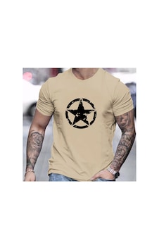 Caddemia Yaz Rahat Rahat Gevşek Büyük Boy Yıldız Logosu Grafik Baskılı Spor Yuvarlak Bej 2XL Caddemia Yaz Rahat Rahat Gevşek Büyük Boy Yıldız Logosu Grafik Baskılı Spor Yuvarlak Bej 2XL