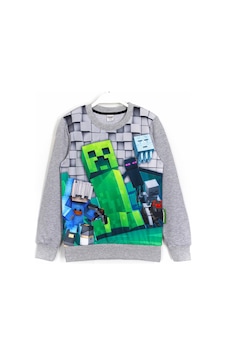 Minecraft Creeper Baskılı Çocuk Sweatshirt 5 - 14 Yaş Gri Minecraft Creeper Baskılı Çocuk Sweatshirt 5 - 14 Yaş Gri