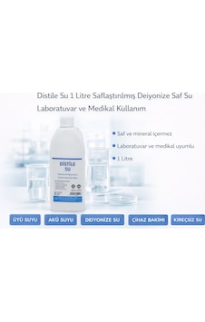 Distile Su 1 Litre Saflaştırılmış Deiyonize Saf Su Laboratuvar Ve Medikal Kullanım 1 Adet Distile Su 1 Litre Saflaştırılmış Deiyonize Saf Su Laboratuvar Ve Medikal Kullanım 1 Adet