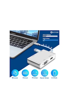 4'ü 1 Arada Apple Uyumlu MacBook Pc Projektör Hdtv Usb-c Usb Vga Dvı Hdmı Dönüştürücü Adaptör 4'ü 1 Arada Apple Uyumlu MacBook Pc Projektör Hdtv Usb-c Usb Vga Dvı Hdmı Dönüştürücü Adaptör