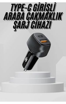Araç İçi Şarj Cihazı 38w Güç Kapasiteli Type-c Girişli Araba Çakmaklık - 8912733965629